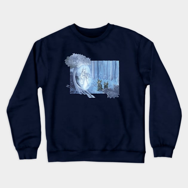 Fennec Foxes: Blue Crewneck Sweatshirt by AmberStone